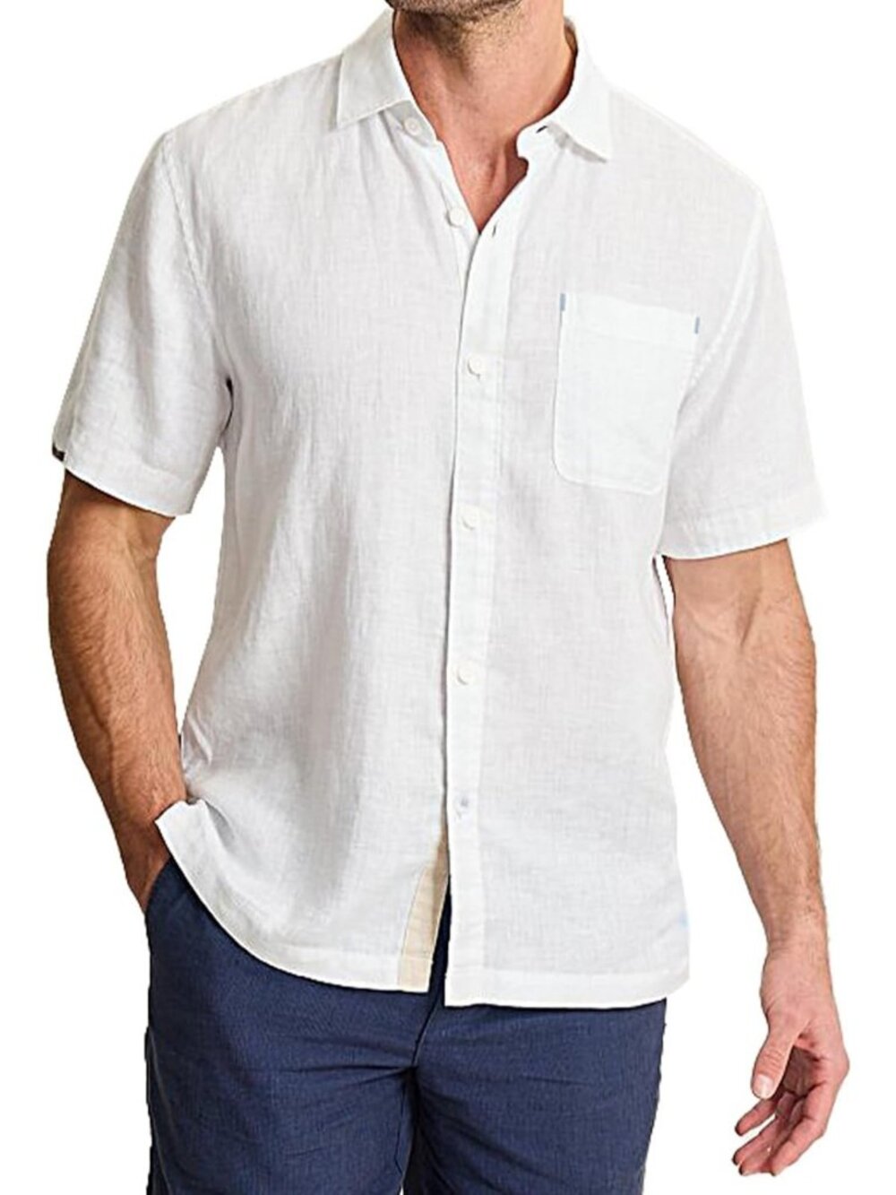 Oakhaven Men's 100% Linen Short Sleeve Button Down Shirt Relaxed Fit Beach